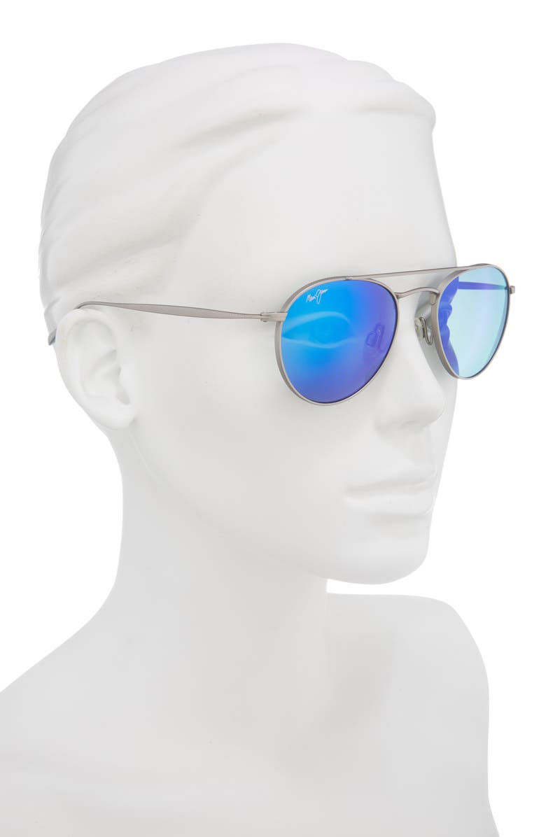 Maui Jim 52mm Blue Hawaii Polarized Aviator Sunglasses, Alternate, color, Titanium Titanium Blue