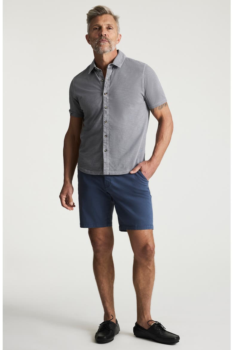 Short Sleeve Slub Cotton Jersey Button-Up Shirt, Alternate, color, CHISELED STONE