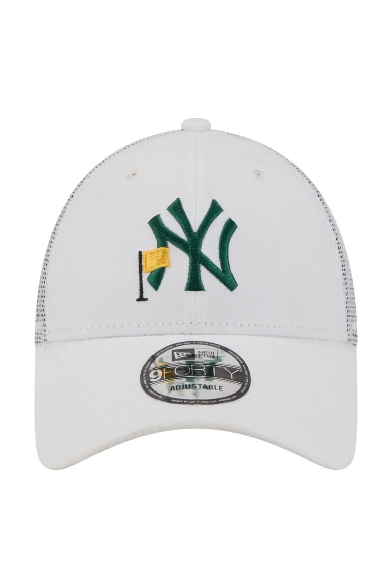 Men's New Era  White New York Yankees Flag 9FORTY Trucker Adjustable Hat, Alternate, color, White