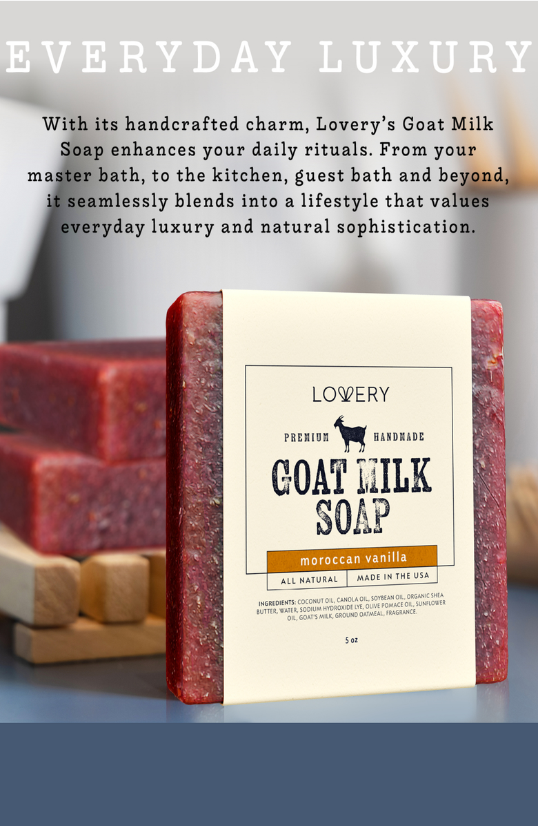 Lovery Handmade Goat Milk Soap Made in USA - Moroccan Vanilla - Single, Alternate, color, Red, Beige, Black