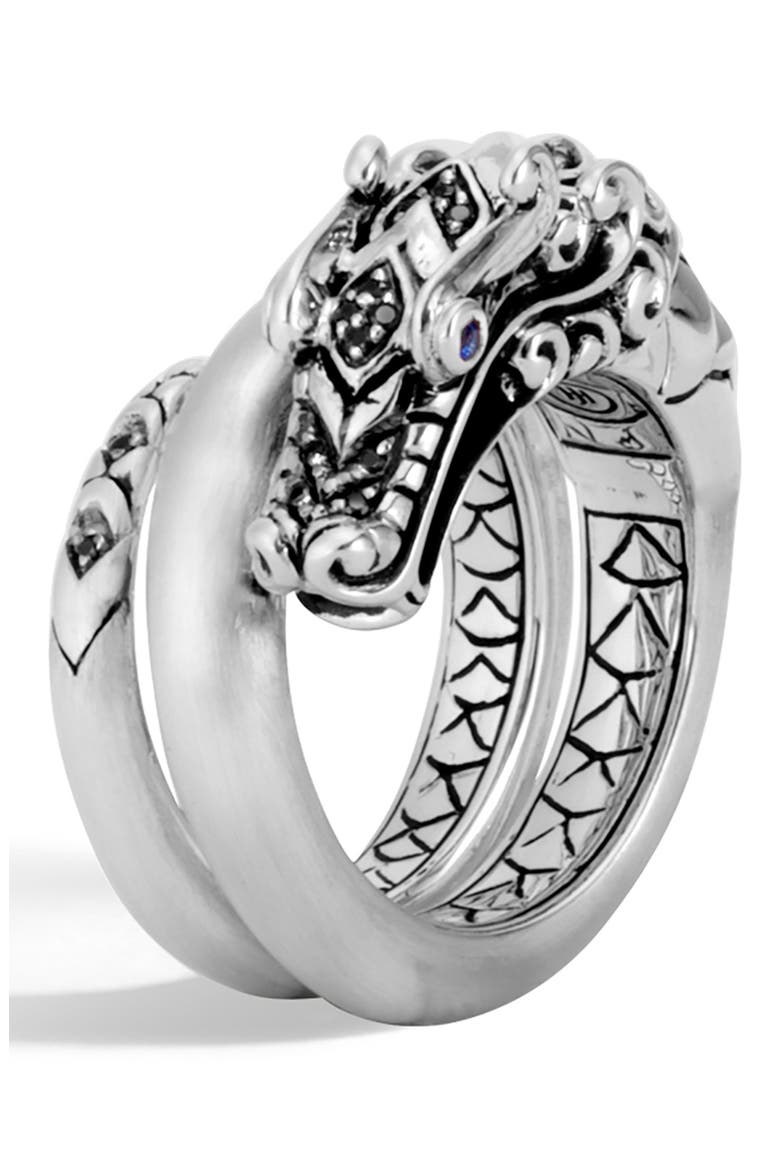 Legends Naga Brushed Coil Ring, Main, color, BLACK SPINEL/ BLUE SAPPHIRE