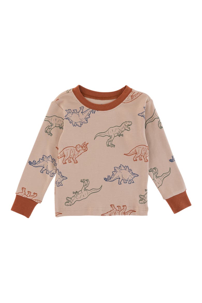Kids' Dinosaur Two-Piece Pajama Set, Alternate, color, SAND