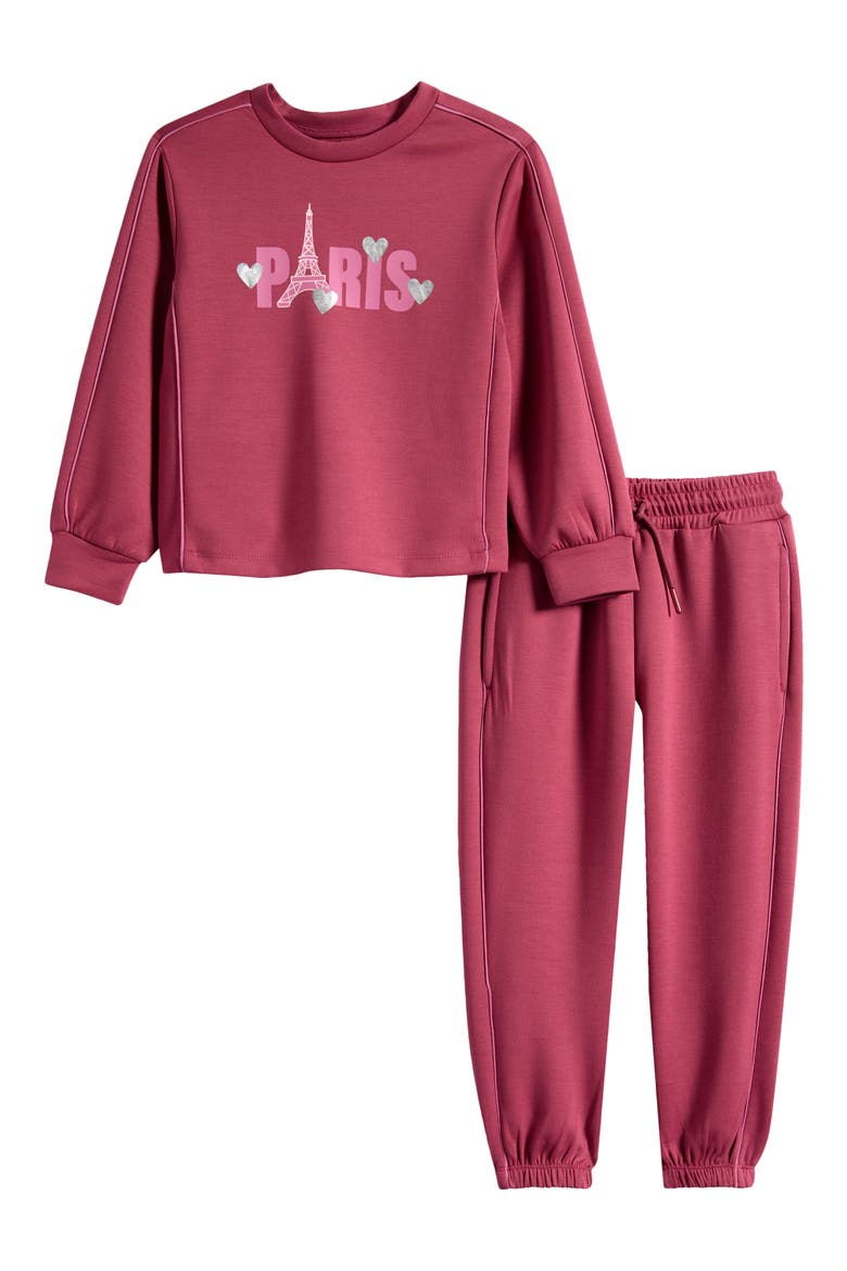 Paris Sweatshirt & Sweatpants Set, Main, color, PINK PARIS