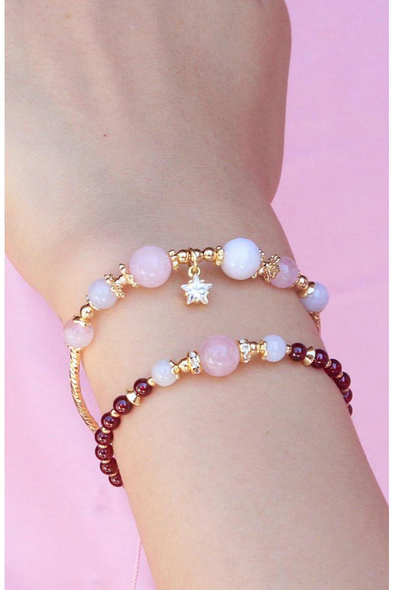 Love Is Protection Beaded Bracelet, Alternate, color, GOLD PINK WHITE