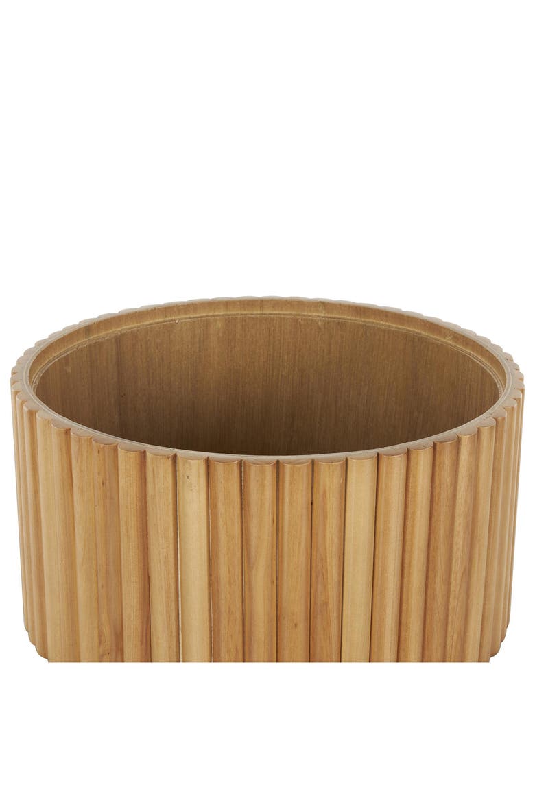 Set of Two Handmade Wood Slatted Storage Bins, Alternate, color, BROWN