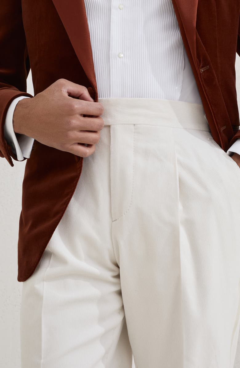 Brunello Cucinelli Tuxedo trousers with pleats, Alternate, color, Milk