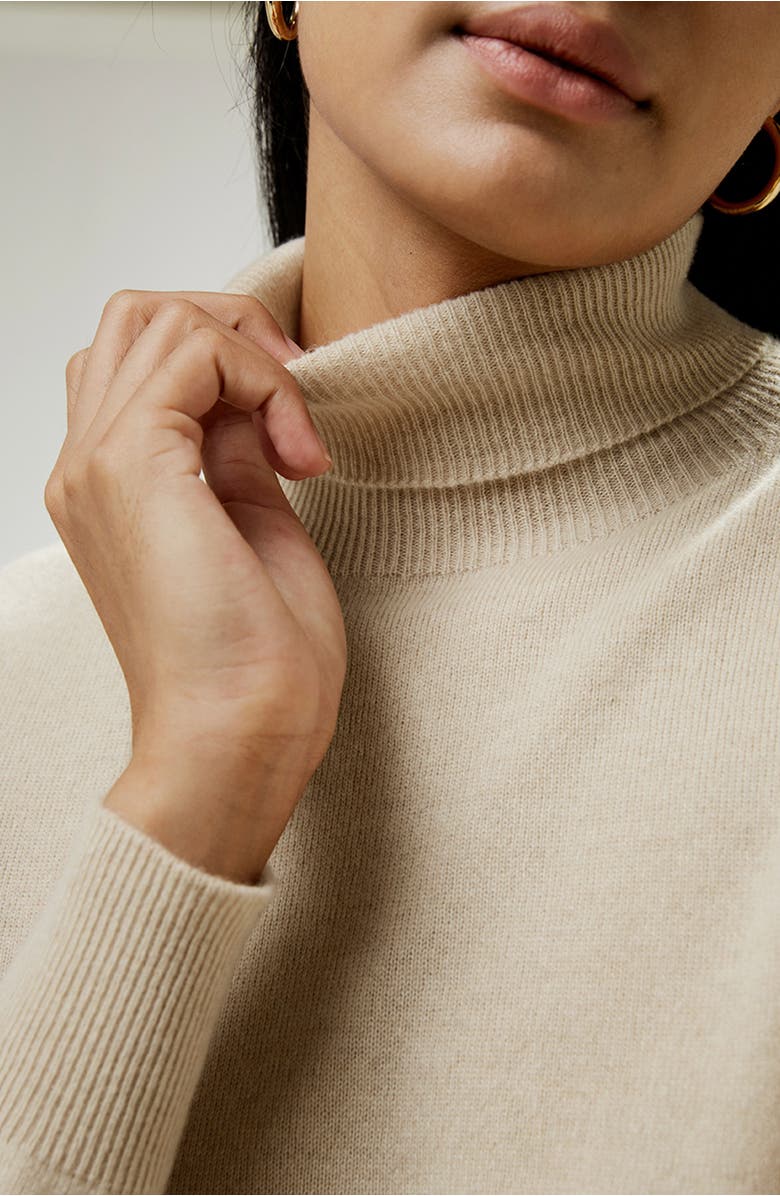 Lilysilk Pure Cashmere Turtleneck Sweater, Alternate, color, Beige/Khaki