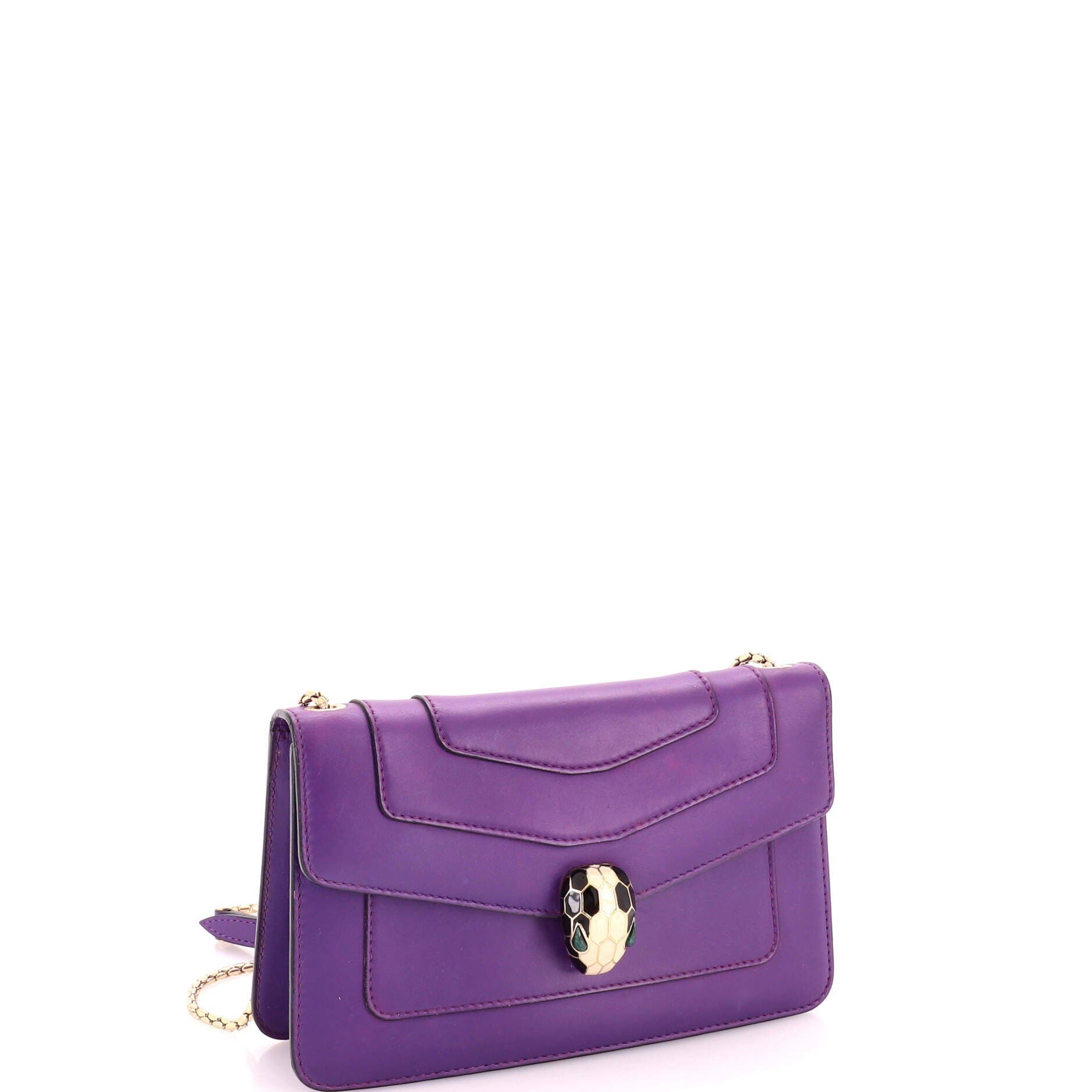 Serpenti Crossbody Bag Leather Small, Alternate, color, Purple