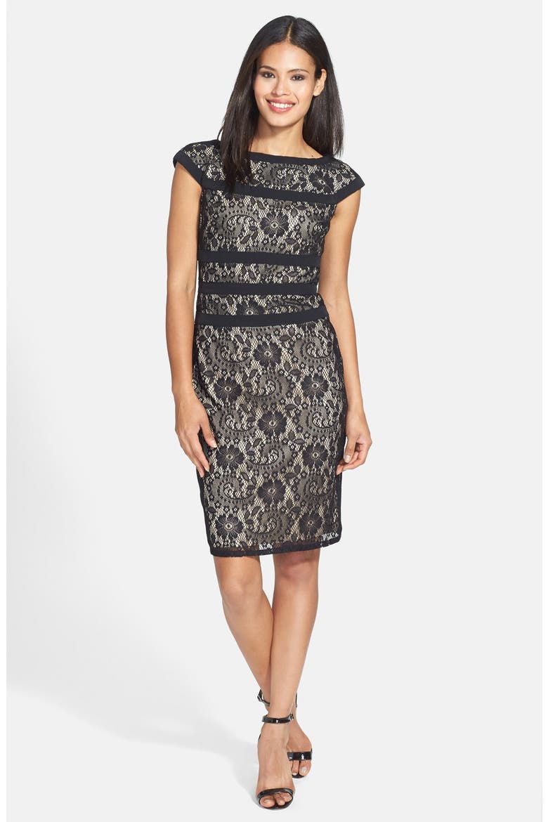 Lace Sheath Dress, Alternate, color, BLACK