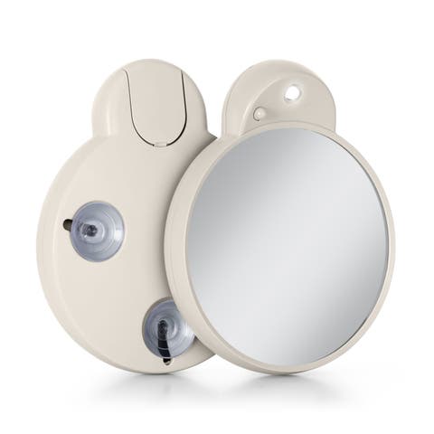 Lighted Compact Mirror with 10X Magnification & Retractable Suction Cups