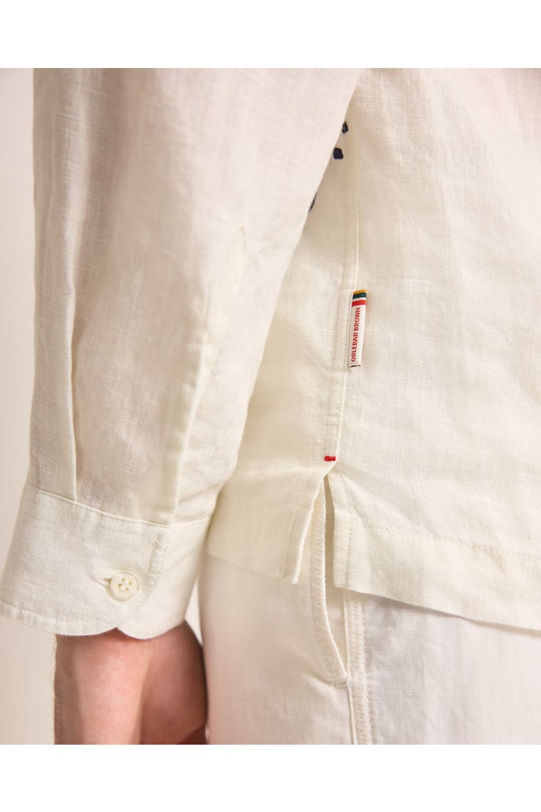 Ridley Linen Relaxed Fit Linen Mirabello Overhead Shirt, Alternate, color, White Sand/Night Iris