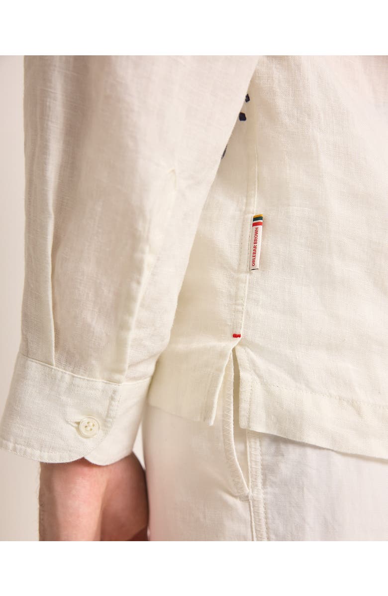 Orlebar Brown Ridley Linen Relaxed Fit Linen Mirabello Overhead Shirt, Alternate, color, White Sand/Night Iris