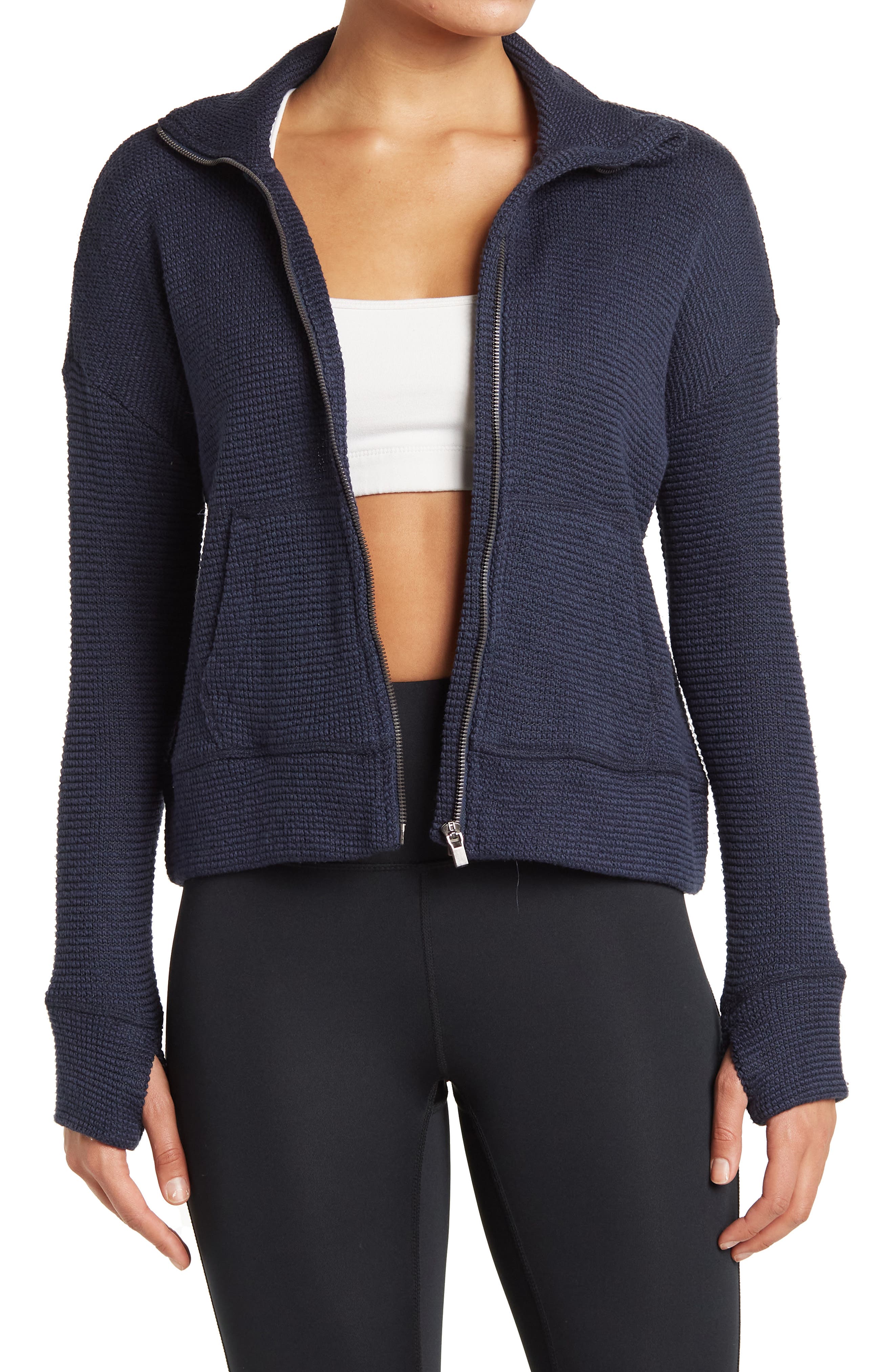90 DEGREE BY REFLEX Boucle Texture Full Zip Jacket (Women) | Nordstromrack