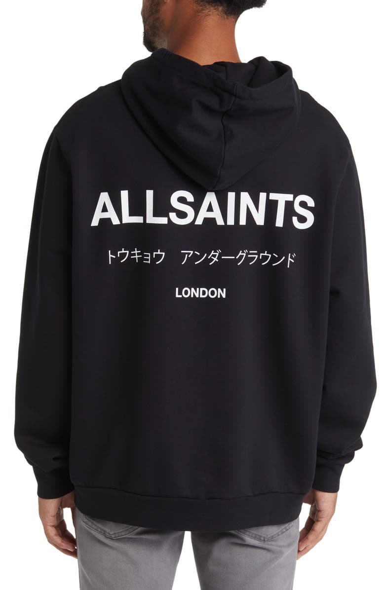 AllSaints Underground Logo Hoodie Sweatshirt, Main, color,