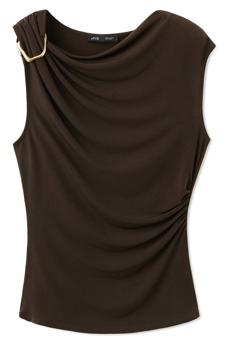 Metal Detail Asymmetric Top, Alternate, color, BROWN