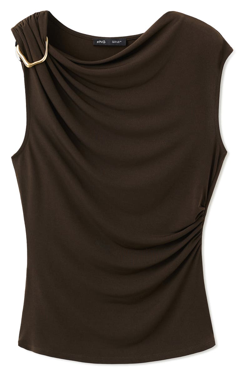 MANGO Metal Detail Asymmetric Top, Alternate, color, Brown