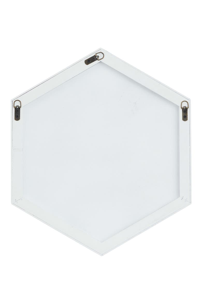 White Wood Hexagon Wall Mirror, Alternate, color, WHITE