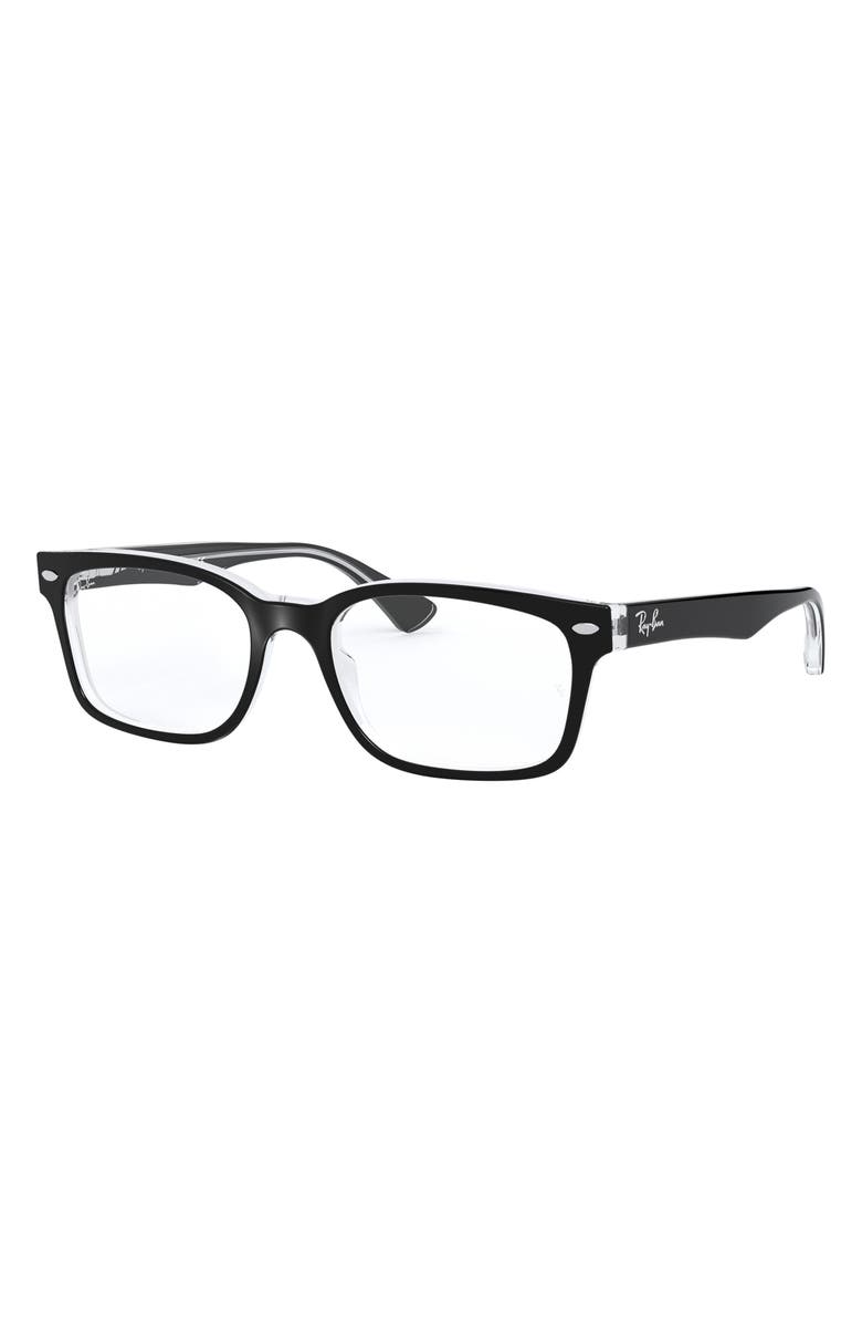 Ray-Ban 51mm Square Optical Glasses, Alternate, color, Black
