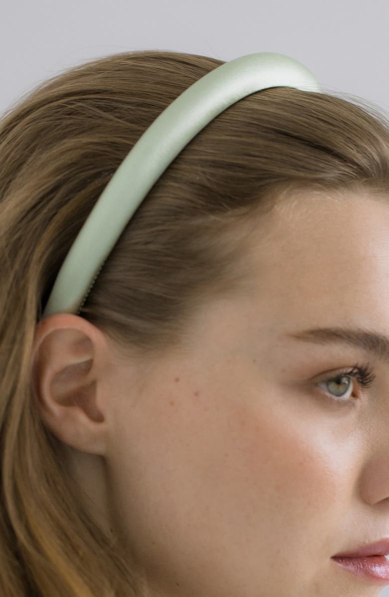 Jennifer Behr Tiana Slim Satin Headband, Alternate, color, Pistachio