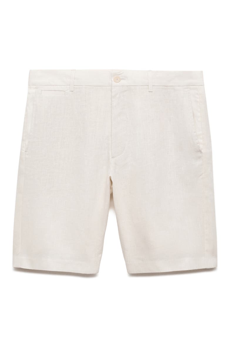 Slim Fit Linen Bermuda Shorts, Alternate, color, OFF WHITE