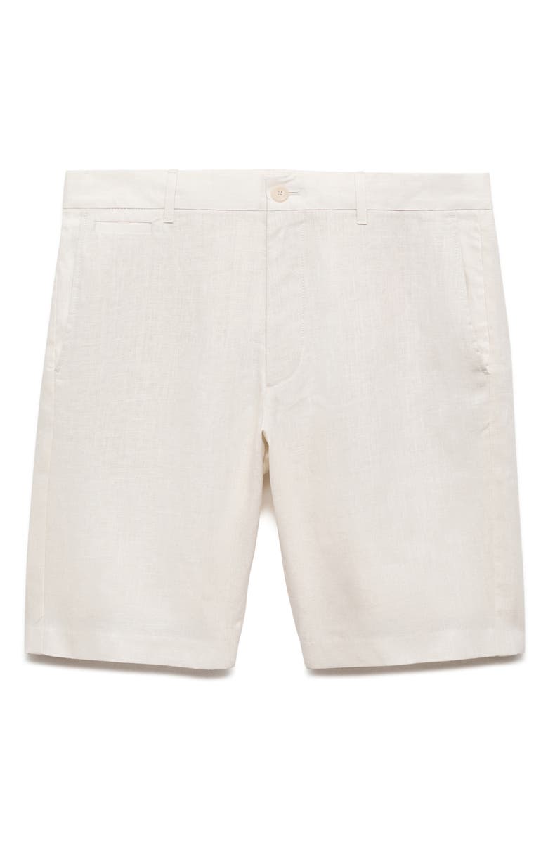 MANGO Slim Fit Linen Bermuda Shorts, Alternate, color, Off White