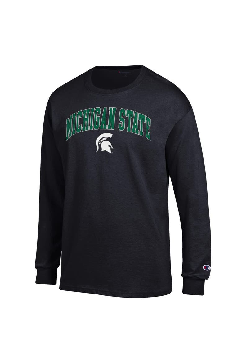 Men's Champion  Black Michigan State Spartans Arch Over Logo Long Sleeve T-Shirt, Alternate, color, Black