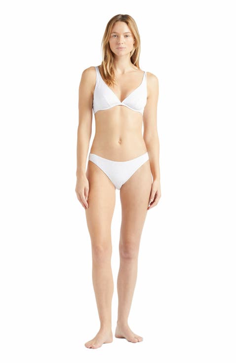 Women's Broderie Anglaise Midi Brief Bikini Bottom
