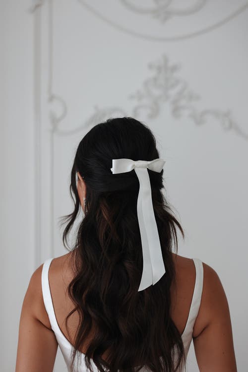 Untamed Petals Blair Satin Bow In White