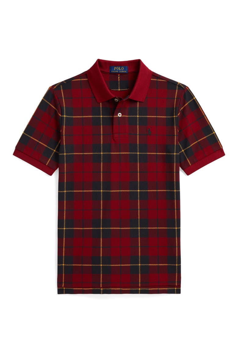 Kids' Plaid Cotton Mesh Polo, Main, color, WALLACE TARTAN