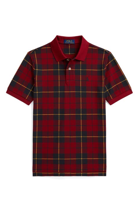 Kids' Plaid Cotton Mesh Polo
