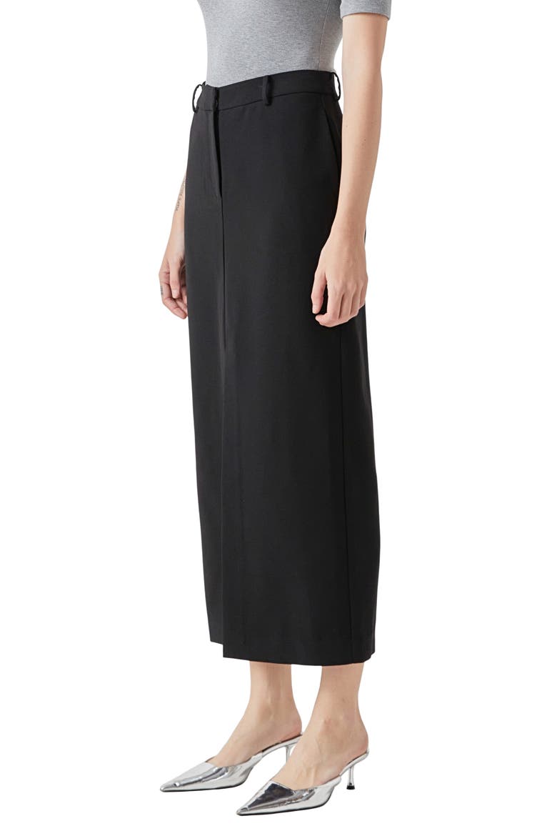 Front Slit Mid Rise Maxi Skirt, Alternate, color, BLACK