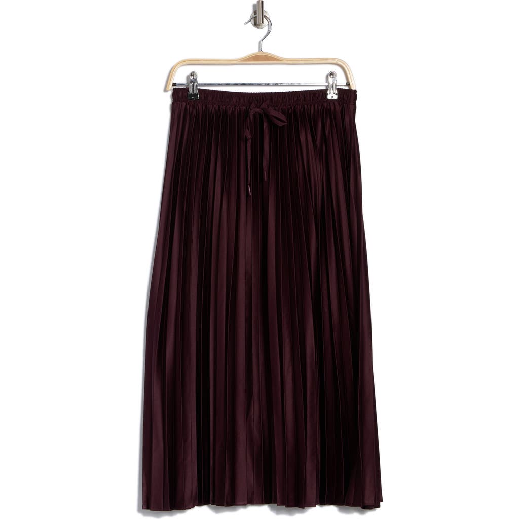 Ellen Tracy Pleated Satin Skirt In Winetasting