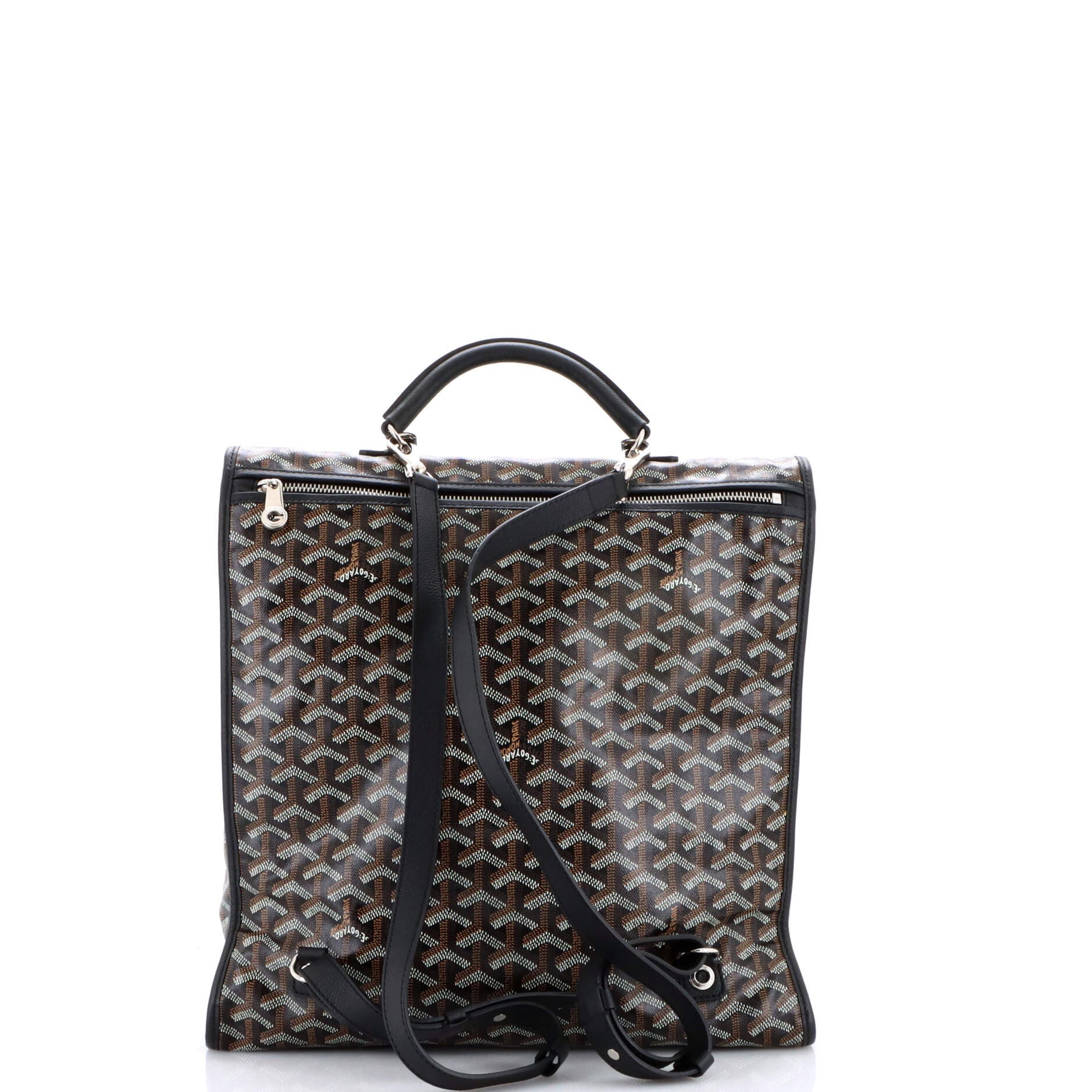Pre-Owned Goyard Saint Leger Briefcase Backpack Coated Canvas, Alternate, color, Black