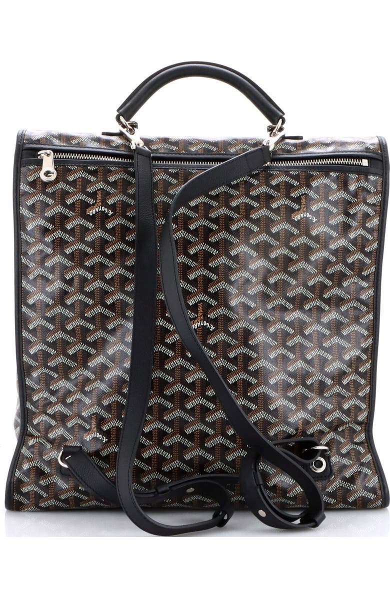Pre-Owned Goyard Saint Leger Briefcase Backpack Coated Canvas, Alternate, color, Black