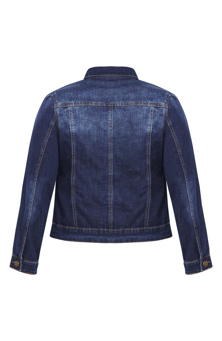 City Chic Kira Denim Jacket, Alternate, color, Dark Wash