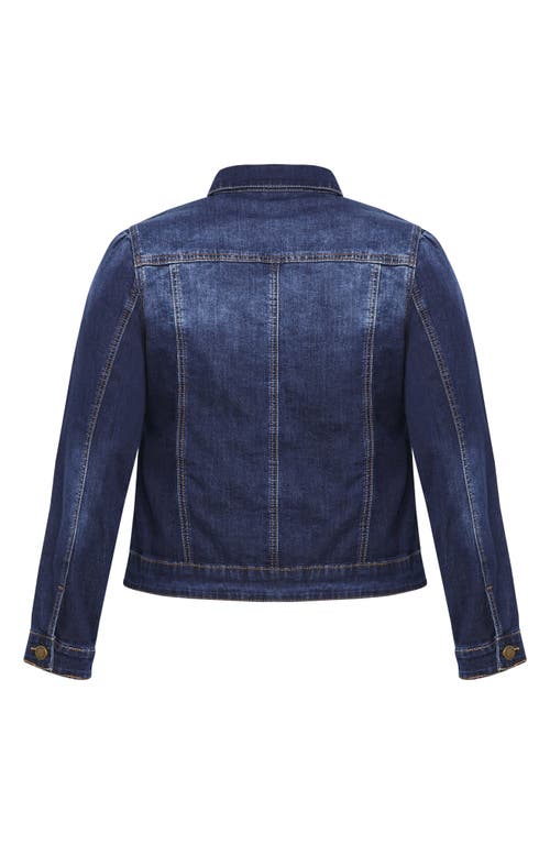 City Chic Kira Denim Jacket In Dark Wash