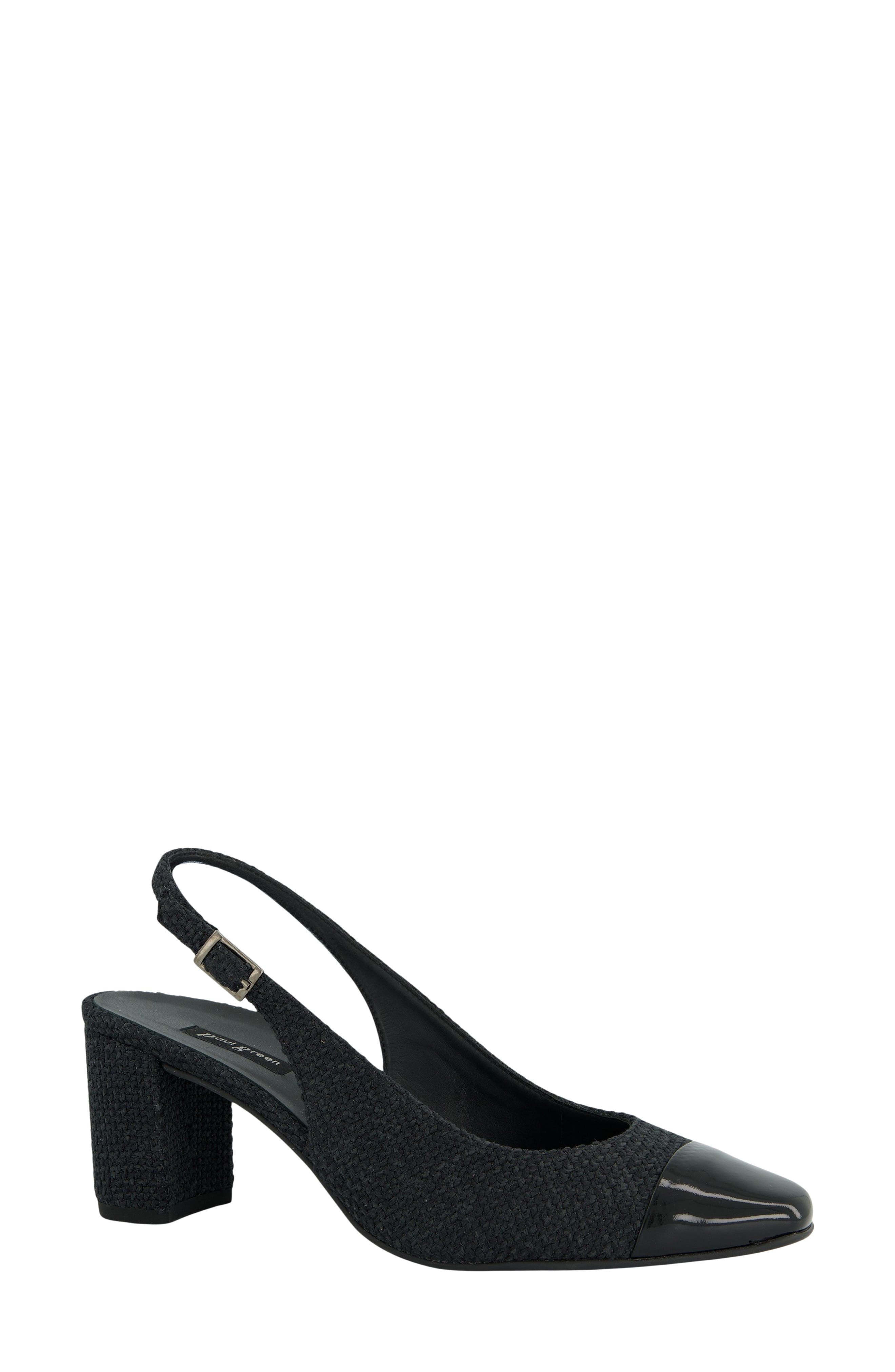 Paul Green Dallas Slingback Cap Toe Pump, Main, color, Black Grace Soft Patent