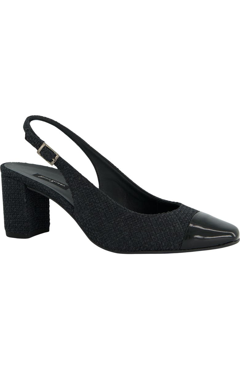 Paul Green Dallas Slingback Cap Toe Pump, Main, color, Black Grace Soft Patent