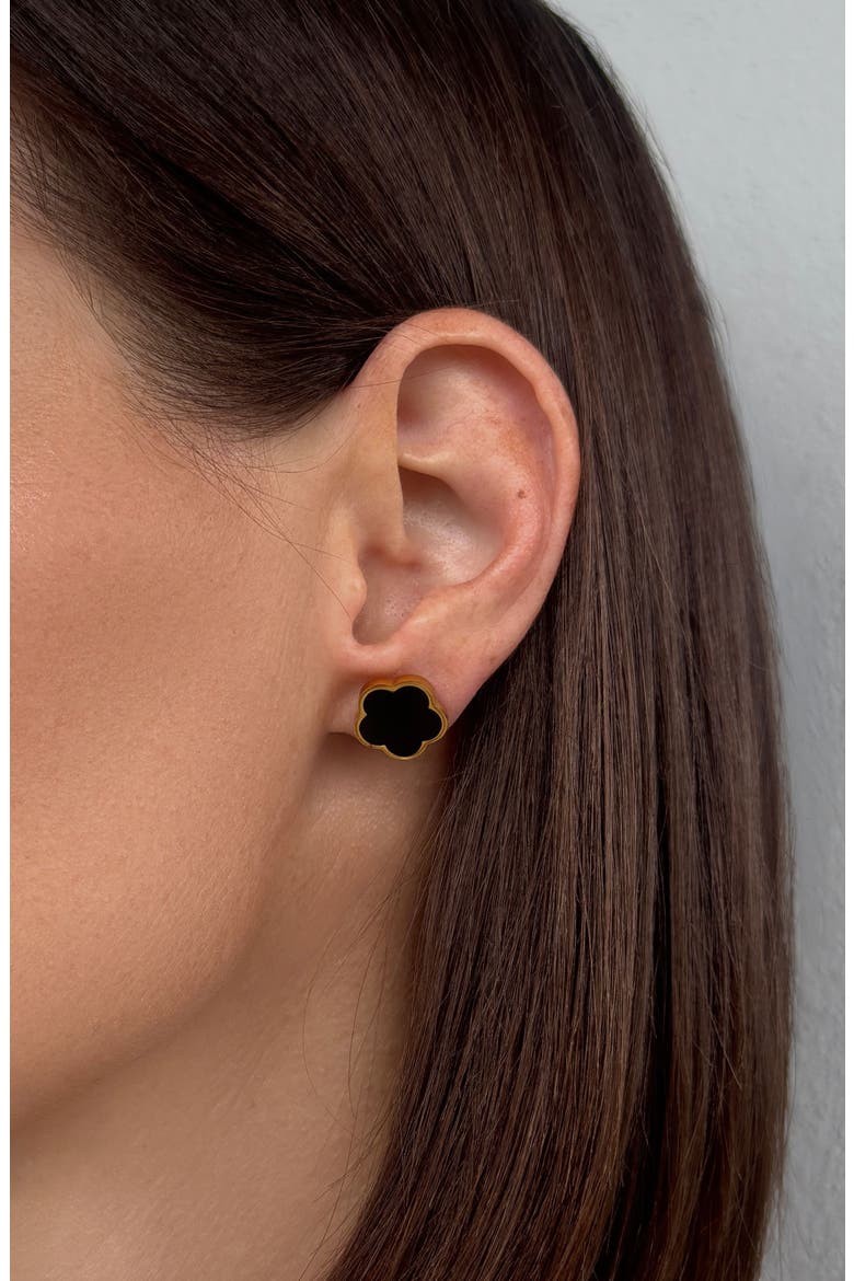 Set of 2 Flower Stud Earrings, Main, color, GOLD/ WHITE/ BLACK