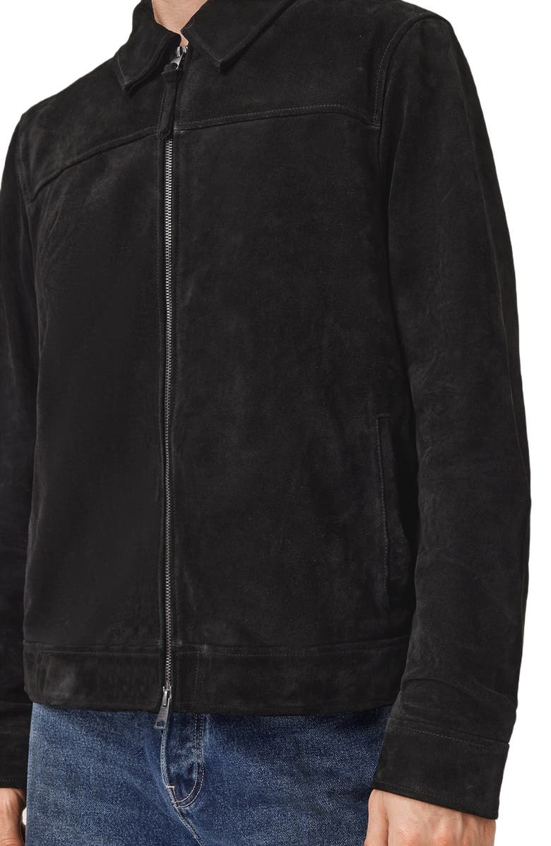 AllSaints Rhone Suede Jacket, Alternate, color, Black