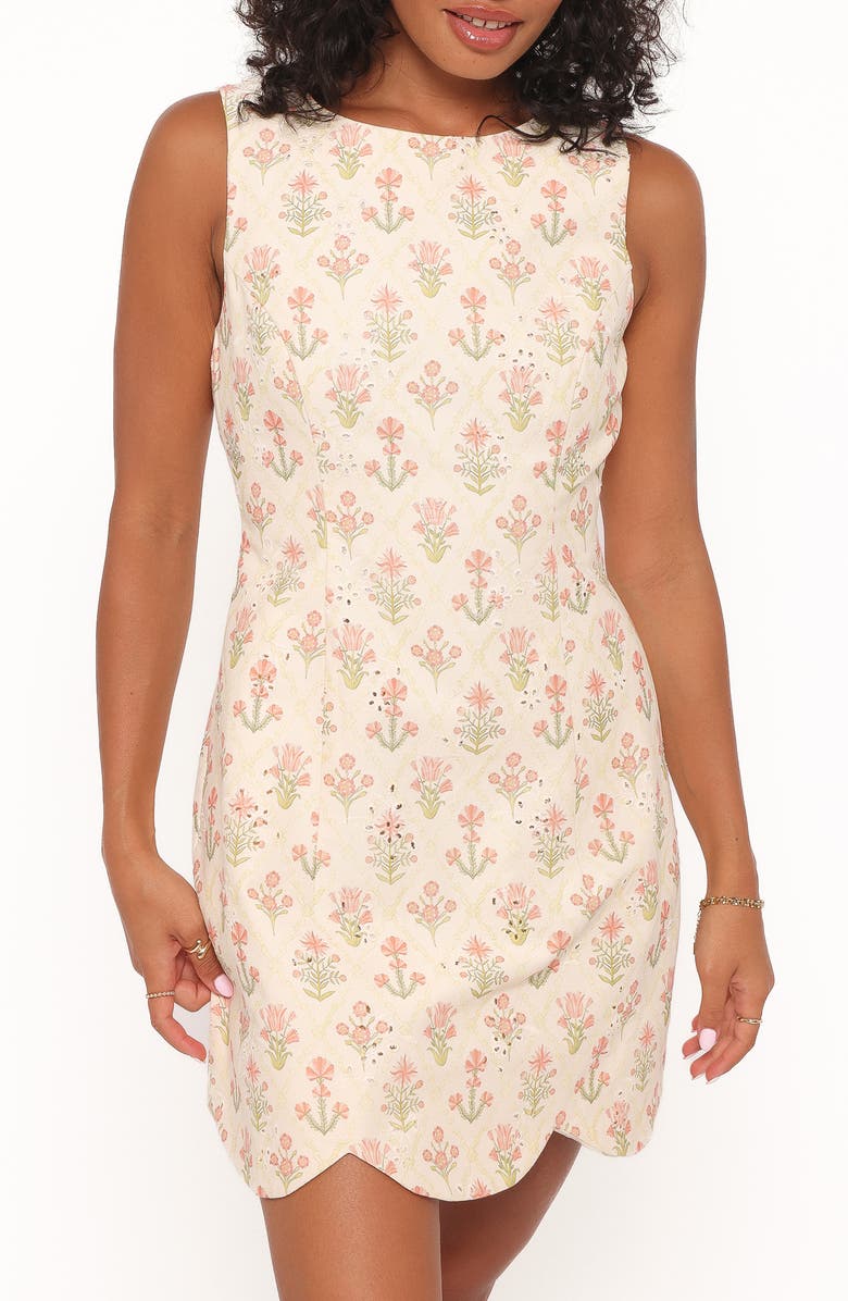 Petal & Pup Memphis Eyelet Sleeveless Minidress, Main, color, Coral Floral