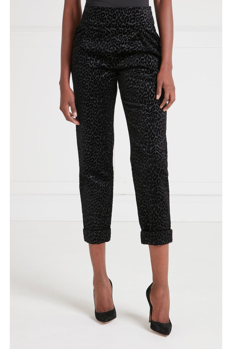 Lynx Velvet Tapered Trouser, Main, color, Black Tonal Leopard