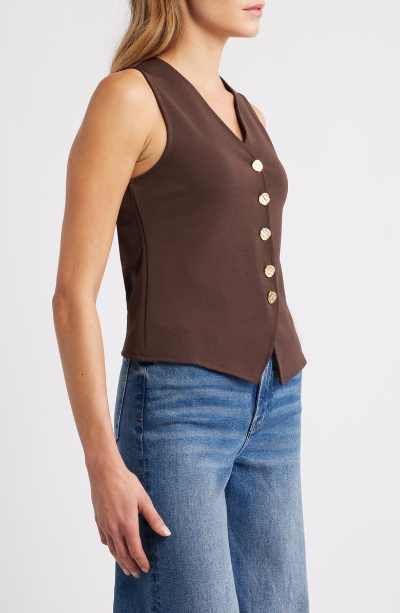 MANGO Salve Button-Up Vest, Alternate, color, Brown