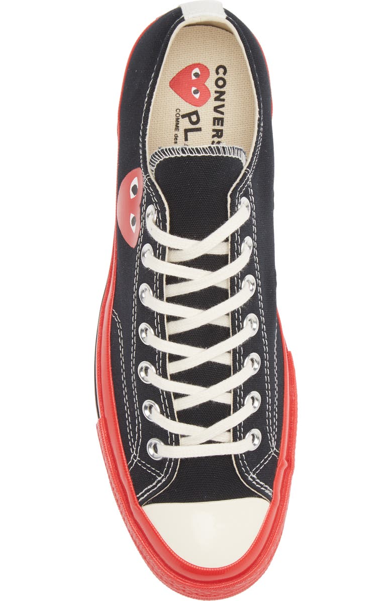 Comme des Garçons PLAY x Converse Chuck Taylor<sup>®</sup> Hidden Heart Red Sole Low Top Sneaker, Alternate, color,