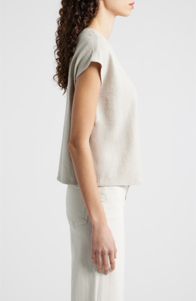 Eileen Fisher V-Neck Organic Cotton Square Top, Alternate, color, Chalk