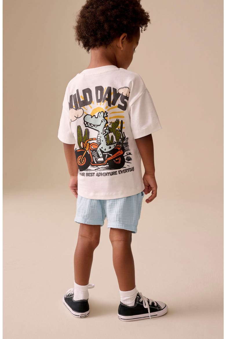 Kids' Textured Cotton Drawstring Shorts, Alternate, color, BLUE