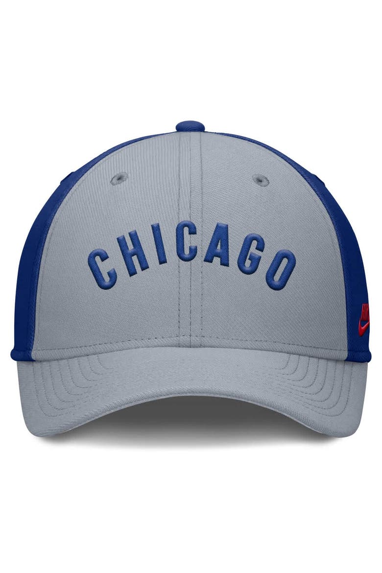 Men's Nike Gray/Royal Chicago Cubs Rise Swoosh Performance Flex Hat, Alternate, color, Gray