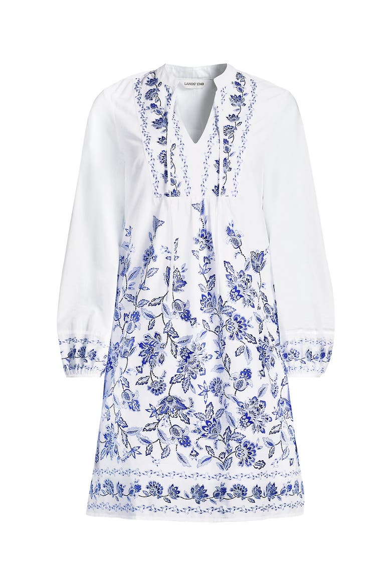 Voile Tie Neck Dress, Alternate, color, White/Blue Vintage Floral
