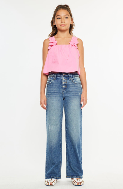 Kancan Celine High Rise Kids 90s Flare Jeans In Blue