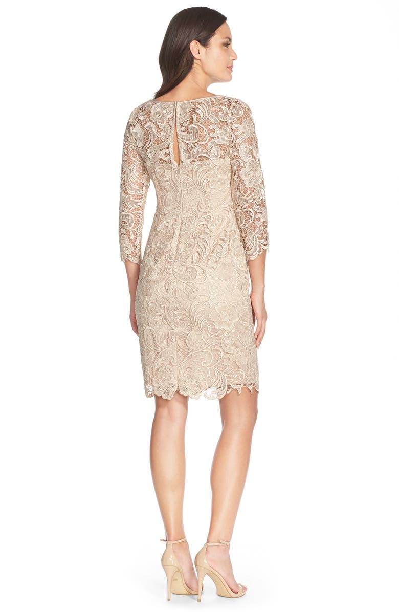 Adrianna Papell Illusion Yoke Guipure Lace Sheath Dress, Alternate, color,
